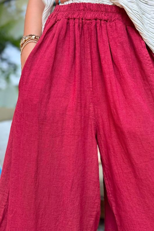 Sandbar Linen Blend Barrel Culotte Pant Rioja
